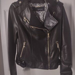 Black Leather Moto Jacket-Size Small